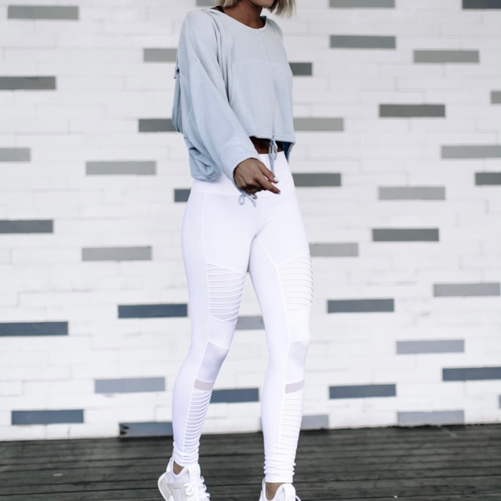 White High Waist Alo Moto Leggings